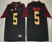 Wholesale Cheap Men's Florida State Seminoles #5 Jameis Winston Black Stitched College Football 2016 Nike NCAA Jersey