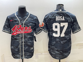 Wholesale Cheap Men\'s San Francisco 49ers #97 Nike Bosa White Name Grey Camo With Patch Cool Base Stitched Baseball Jersey