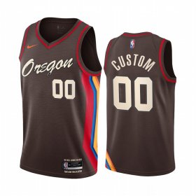 Wholesale Cheap Men\'s Nike Blazers Custom Personalized Swingman Chocolate NBA 2020-21 City Edition Jersey