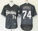 Wholesale Cheap Men's Chicago White Sox #74 Eloy Jimenez Black 2021 City Connect Stitched MLB Flex Base Nike Jersey