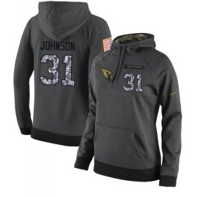 Wholesale Cheap NFL Women\'s Nike Arizona Cardinals #31 David Johnson Stitched Black Anthracite Salute to Service Player Performance Hoodie