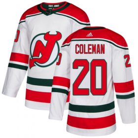 Wholesale Cheap Adidas Devils #20 Blake Coleman White Alternate Authentic Stitched NHL Jersey