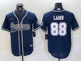 Cheap Men's Dallas Cowboys #88 CeeDee Lamb Navy Cool Base Stitched Baseball Jersey