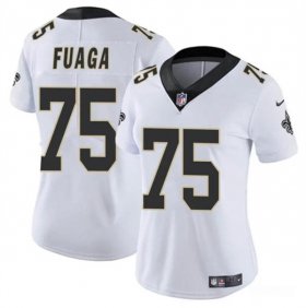 Cheap Women\'s New Orleans Saints #75 Taliese Fuaga White 2024 Draft Vapor Stitched Game Jersey(Run Small)