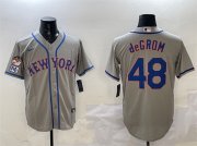 Cheap Men's New York Mets #48 Jacob DeGrom Grey 2025 Spring Training Cool Base Stitched Baseball Jersey