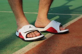 Wholesale Cheap Air Jordan Hydro 13 sandals Shoes White/Red-Black