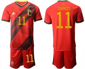 Wholesale Cheap Men 2021 European Cup Belgium home red 11 Soccer Jersey