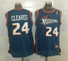 Wholesale Cheap Men's Detroit Pistons #24 Mateen Cleaves Teal Blue Hardwood Classics Soul Swingman Throwback Jersey