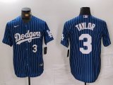 Cheap Men's Los Angeles Dodgers #3 Chris Taylor Navy Pinstripe Stitched Cool Base Nike Jerseys