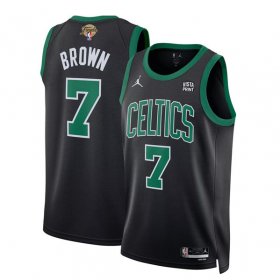 Wholesale Cheap Men\'s Boston Celtics #7 Jaylen Brown Black 2024 Finals Statement Edition Stitched Basketball Jersey