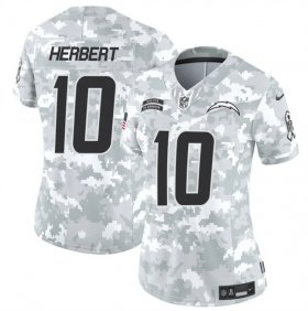 Cheap Women\'s Los Angeles Chargers #10 Justin Herbert 2024 F.U.S.E Arctic Camo Salute To Service Limited Stitched Football Jersey(Run Small)