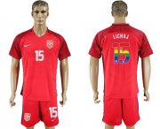 Wholesale Cheap USA #15 Lichaj Red Rainbow Soccer Country Jersey