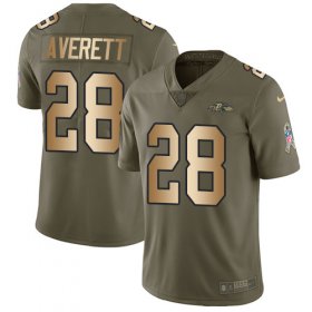 Wholesale Cheap Nike Ravens #28 Anthony Averett Olive/Gold Men\'s Stitched NFL Limited 2017 Salute To Service Jersey