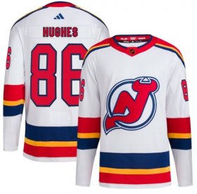 Cheap Men\'s New Jersey Devils #86 Jack Hughes White 2022-23 Reverse Retro Stitched Jersey