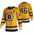 Wholesale Cheap Boston Bruins #46 David Krejci Yellow Men's Adidas 2020-21 Reverse Retro Alternate NHL Jersey