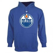 Wholesale Cheap Edmonton Oilers Old Time Hockey Big Logo with Crest Pullover Hoodie Royal Blue