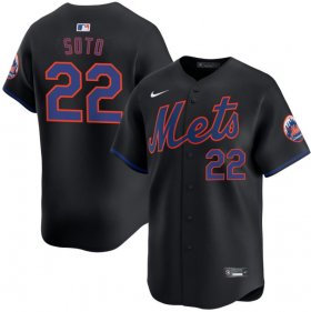 Cheap Men\'s New York Mets #22 Juan Soto Black 2024 Alternate Limited Stitched Baseball Jersey