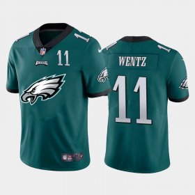 Wholesale Cheap Philadelphia Eagles #11 Carson Wentz Green Men\'s Nike Big Team Logo Player Vapor Limited NFL Jersey