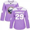 Wholesale Cheap Adidas Sabres #29 Jason Pominville Purple Authentic Fights Cancer Women's Stitched NHL Jersey