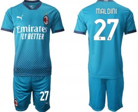 Wholesale Cheap Men 2020-2021 club AC milan away 27 blue Soccer Jerseys