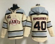 Wholesale Cheap Giants #40 Madison Bumgarner Cream Sawyer Hooded Sweatshirt MLB Hoodie