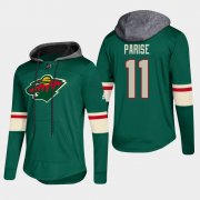 Wholesale Cheap Wild #11 Zach Parise Green 2018 Pullover Platinum Hoodie