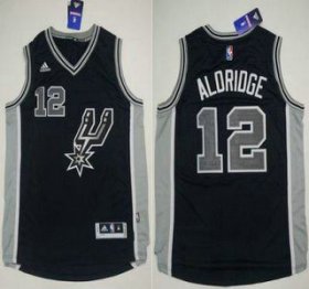 Wholesale Cheap Men\'s San Antonio Spurs #12 LaMarcus Aldridge Revolution 30 Swingman 2015-16 New Black Jersey