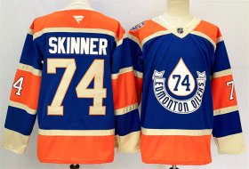 Cheap Men\'s Edmonton Oilers #74 Stuart Skinner Royal 2024-25 Heritage Classic Primegreen Stitched Jersey