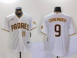 Cheap Men's San Diego Padres #9 Jake Cronenworth White Team Logo Stitched MLB Cool Base Nike Jerseys