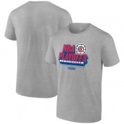 Cheap Men's Los Angeles Clippers Heather Gray 2024 Playoffs Defensive Stance T-Shirt