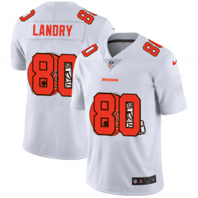 Wholesale Cheap Cleveland Browns #80 Jarvis Landry White Men\'s Nike Team Logo Dual Overlap Limited NFL Jersey