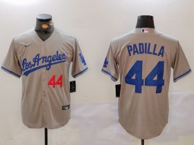 Men\'s Los Angeles Dodgers #44 Vicente Padilla Number Grey With los Cool Base Stitched Jersey