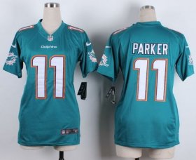 Wholesale Cheap Nike Dolphins #11 DeVante Parker Aqua Green Team Color Women\'s Stitched NFL New Elite Jersey