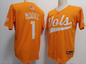 Men\'s Tennessee Volunteers #1 Christian Moore Orange Stitched Jersey