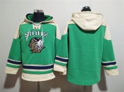 Men's North Dakota Fighting Hawks Blank Green Cream Lace-Up Pullover Hoodie