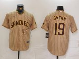 Cheap Men's San Diego Padres #19 Tony Gwynn Khaki Team Logo Stitched Cool Base Nike Jerseys