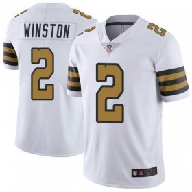 Wholesale Cheap Men\'s New Orleans Saints #2 Jameis Winston White Color Rush Jersey