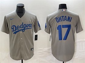 Cheap Men\'s Los Angeles Dodgers #17 Shohei Ohtani Gray Cool Base Stitched Jersey