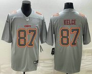 Cheap Men's Kansas City Chiefs #87 Travis Kelce Gray Atmosphere Fashion Stitched Jersey