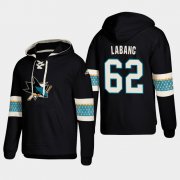 Wholesale Cheap San Jose Sharks #62 Kevin Labanc Black adidas Lace-Up Pullover Hoodie