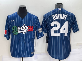 Wholesale Cheap Men\'s Los Angeles Dodgers #24 Kobe Bryant Navy Blue Pinstripe 2020 World Series Cool Base Nike Jersey