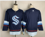 Wholesale Cheap Men's Seattle Kraken Blank Navy Blue Stitched Adidas NHL Jersey