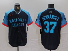 Men\'s Los Angeles Dodgers #37 Teoscar Hernandez Navy 2024 All Star Limited Stitched Jersey