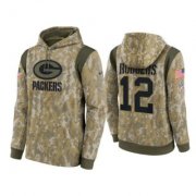 Wholesale Cheap Men's Green Bay Packers #12 Aaron Rodgers Camo 2021 Salute To Service Therma Performance Pullover Hoodie