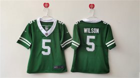 Cheap Women\'s New York Jets #5 Garrett Wilson Green Vapor Football Stitched Jersey(Run Small)