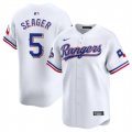 Men's Texas Rangers #5 Corey Seager White 2023 World Series Champions Stitched Baseball Jersey