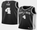 Men's San Antonio Spurs #4 DeAaron Fox Black 2025 Icon Edition Stitched Jersey