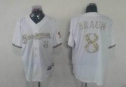 Wholesale Cheap Brewers #8 Ryan Braun White USMC Cool Base Stitched MLB Jersey