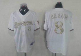 Wholesale Cheap Brewers #8 Ryan Braun White USMC Cool Base Stitched MLB Jersey