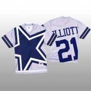 Wholesale Cheap NFL Dallas Cowboys #21 Ezekiel Elliott White Men's Mitchell & Nell Big Face Fashion Limited NFL Jersey